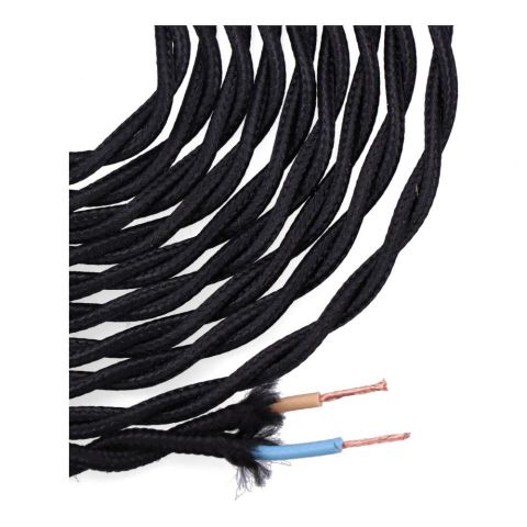 CABLE TEXTIL TRENZADO H03VV-F 2 x 0,75 mm² NEGRO, 