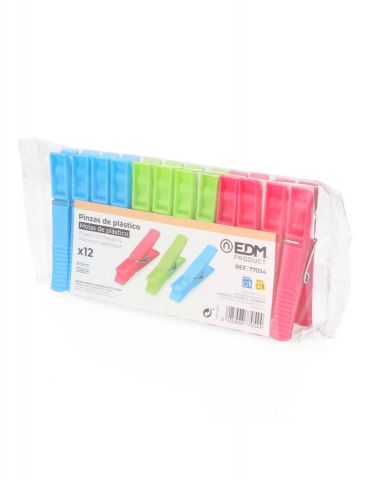  PINZAS PLÁS. COLORES 9 cm