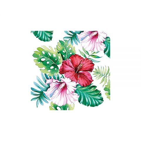 SERVILLETA Hibiscus Floral White 1UD