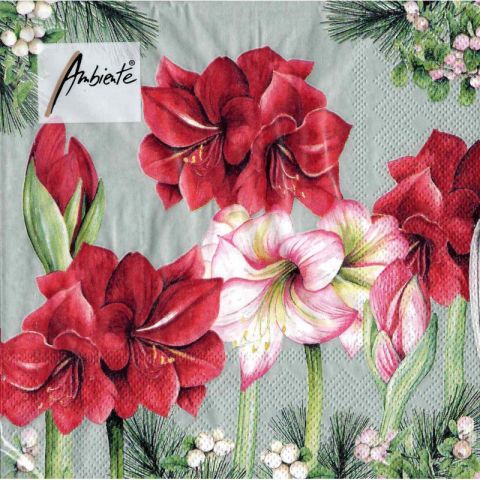 SERVILLETA BLOOMING AMARYLLIS SAGE 1UD